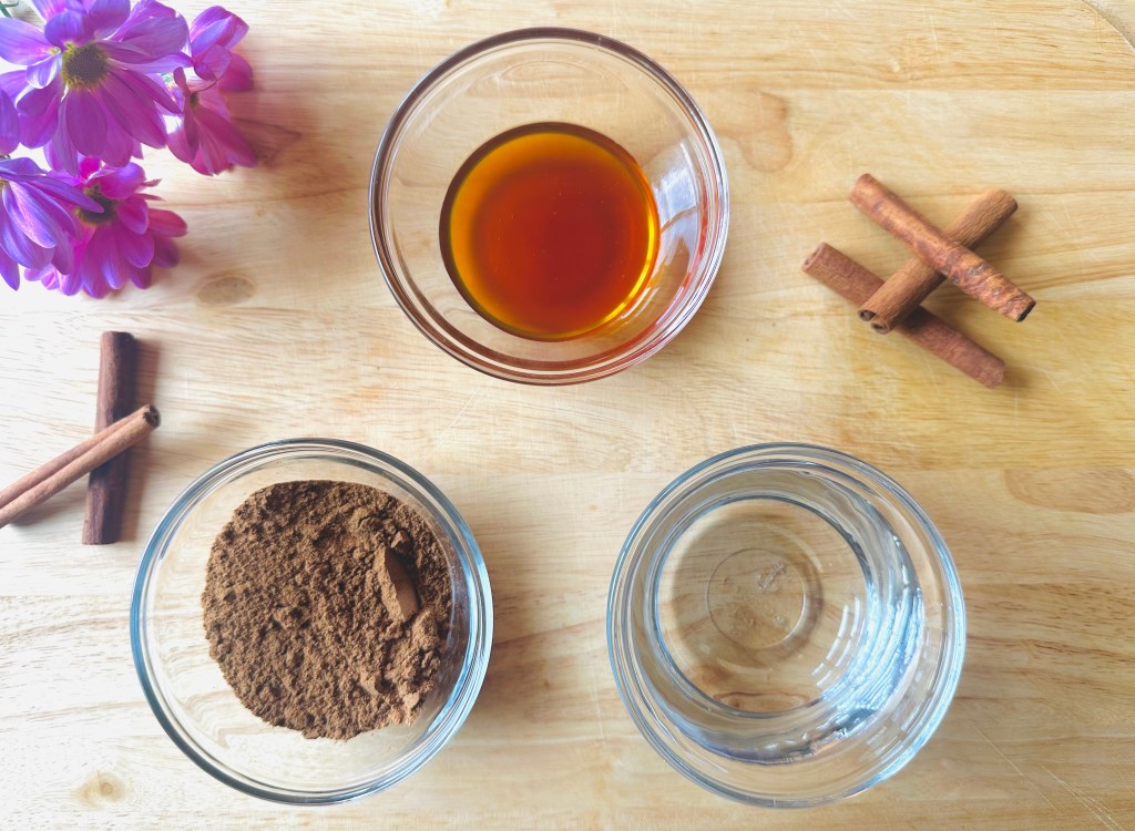 A photo of ingredients used to make homemade cinnamon tea