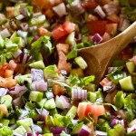 Bowl of cucumber tomato salad