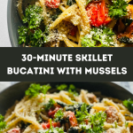 Skillet bucatini with mussels and veggies