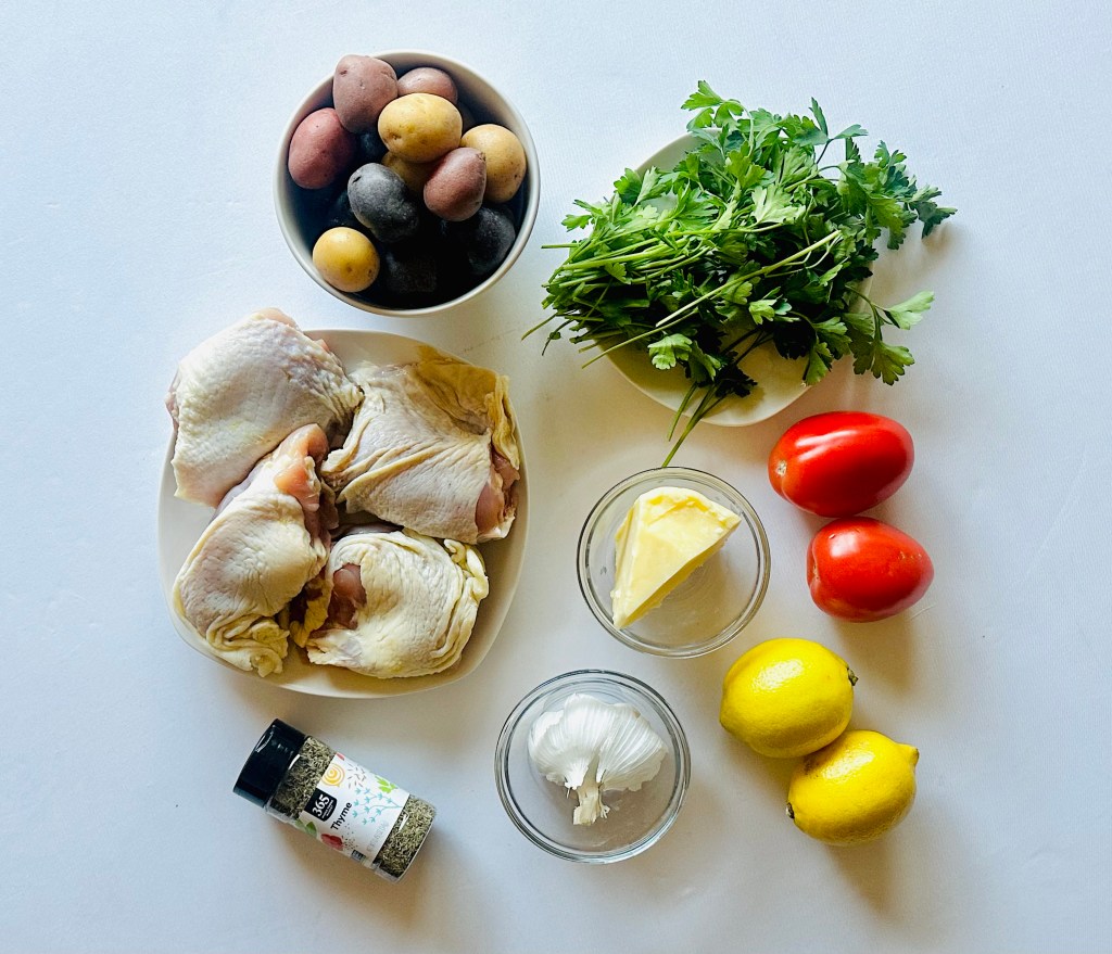 Ingredients used to make lemon chicken thighs