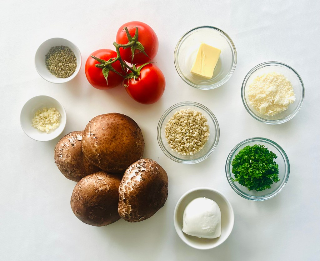 Ingredients for stuffed portobello mushrooms