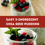 2 jars full of chia seed pudding and fresh berries