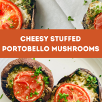 Stuffed portobello mushrooms with mozzarella, tomato, parsley, garlic, panko, and Parmesan