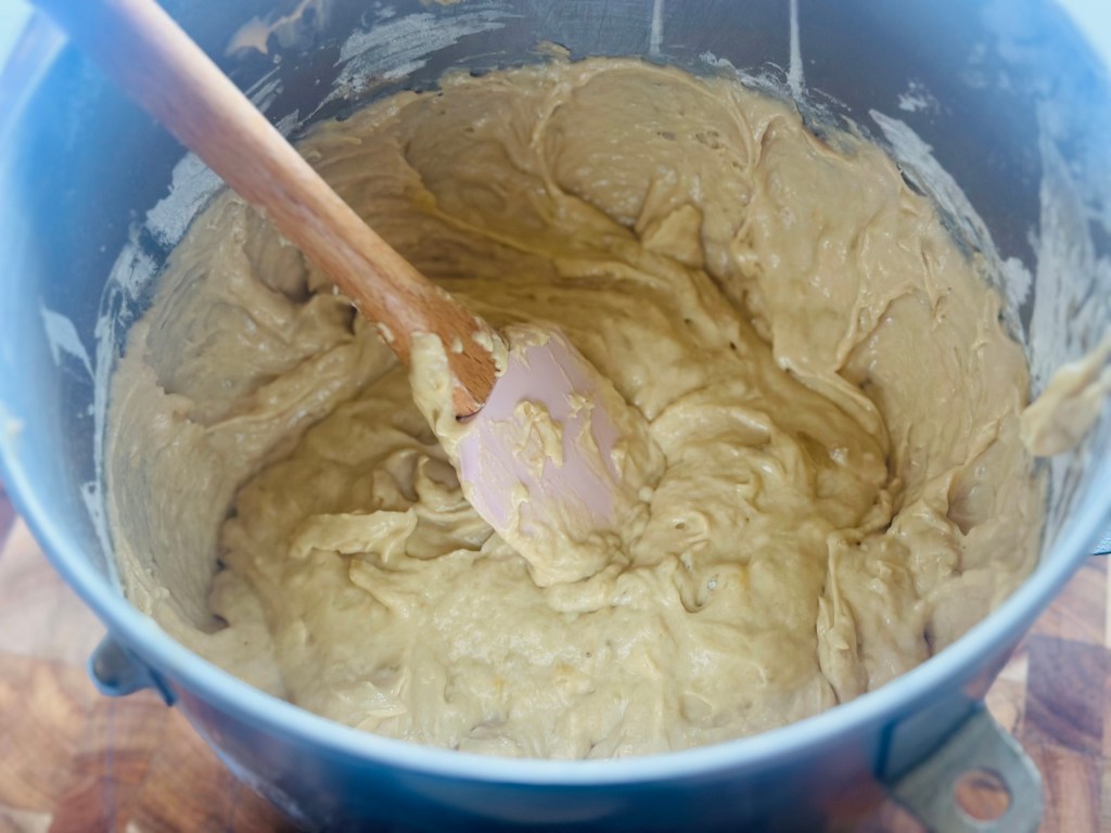 Making the batter for banana bread