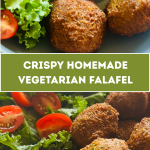 Fried falafel served with tahini sauce and a salad of lettuce and tomatoes