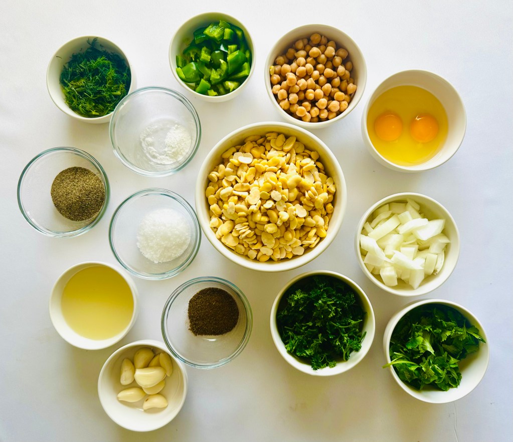 A photo of ingredients used to make homemade falafel