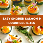 A serving plate full of smoked salmon, red onion, and capers on a bed of cream cheese atop cucumber slices