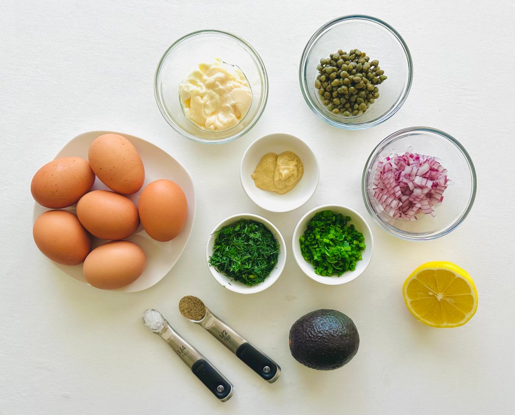 Photo of ingredients used to make avocado egg salad