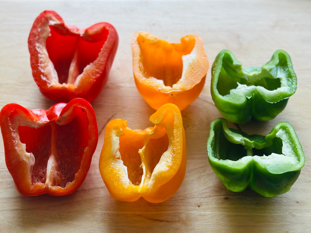 Bell peppers cut in half