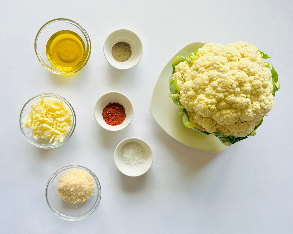 A photo of ingredients used to make cauliflower steak