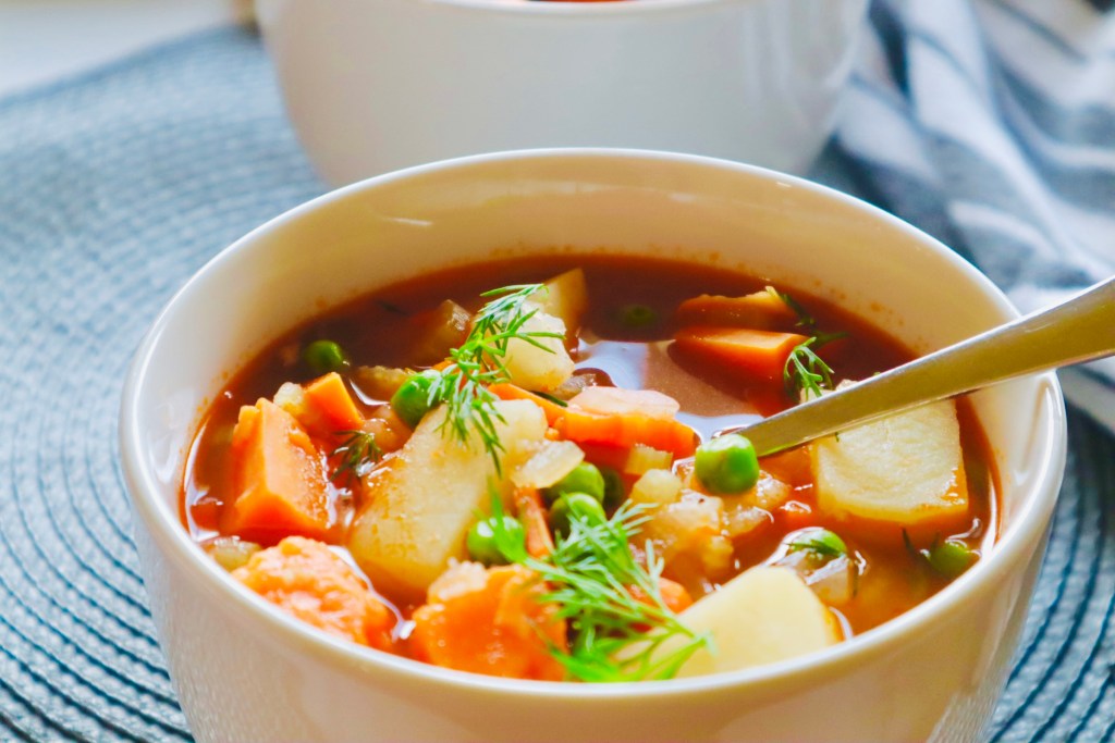 A hearty bowl of delicious winter vegetable soup