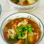 Serving bowls of homemade cabbage soup
